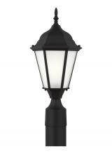 Generation-Seagull 82941-12 - Bakersville traditional 1-light outdoor exterior post lantern in black finish with satin etched glas