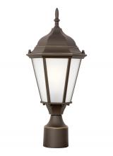 Generation-Seagull 82941-71 - Bakersville traditional 1-light outdoor exterior post lantern in antique bronze finish with satin et