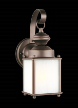 Generation-Seagull 84560-71 - Jamestowne transitional 1-light small outdoor exterior wall lantern in antique bronze finish with fr