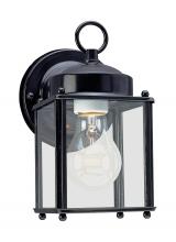 Generation-Seagull 8592-12 - New Castle traditional 1-light outdoor exterior wall lantern sconce in black finish with clear glass