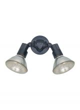 Generation-Seagull 8642-12 - Flood Light traditional 2-light outdoor exterior adjustable swivel flood light in black finish