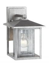 Generation-Seagull 88025-57 - Hunnington contemporary 1-light outdoor exterior small wall lantern in weathered pewter grey finish