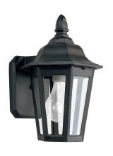 Generation-Seagull 8822-12 - Brentwood traditional 1-light outdoor exterior wall lantern sconce in black finish with clear glass