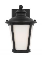 Generation-Seagull 88240-12 - Cape May traditional 1-light outdoor exterior small wall lantern sconce in black finish with etched