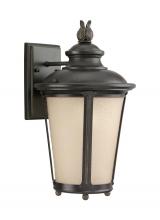 Generation-Seagull 88241-780 - Cape May traditional 1-light outdoor exterior medium wall lantern sconce in burled iron grey finish