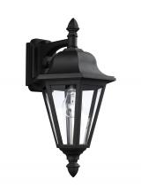 Generation-Seagull 8825-12 - Brentwood traditional 1-light outdoor exterior downlight wall lantern sconce in black finish with cl