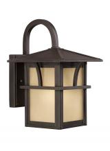 Generation-Seagull 88880-51 - Medford Lakes transitional 1-light outdoor exterior small wall lantern sconce in statuary bronze fin