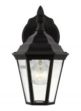 Generation-Seagull 88937-12 - Bakersville traditional 1-light outdoor exterior small wall lantern sconce in black finish with clea