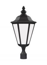 Generation-Seagull 89025-12 - Brentwood traditional 1-light outdoor exterior post lantern in black finish with smooth white glass