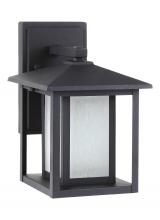 Generation-Seagull 8902997S-12 - Hunnington contemporary 1-light outdoor exterior small led outdoor wall lantern in black finish with