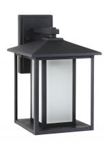 Generation-Seagull 8903197S-12 - Hunnington contemporary 1-light outdoor exterior large led outdoor wall lantern in black finish with