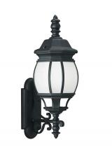 Generation-Seagull 89103EN3-12 - Wynfield traditional 1-light LED outdoor exterior large wall lantern sconce in black finish with fro