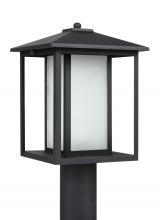 Generation-Seagull 89129EN3-12 - Hunnington contemporary 1-light LED outdoor exterior post lantern in black finish with etched seeded