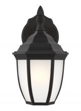 Generation-Seagull 89936-12 - Bakersville traditional 1-light outdoor exterior round small wall lantern sconce in black finish wit