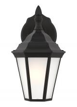 Generation-Seagull 89937-12 - Bakersville traditional 1-light outdoor exterior small wall lantern sconce in black finish with sati