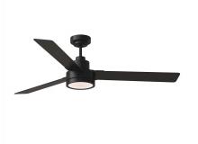 Generation-Seagull 3JVR58MBKD - Jovie 58" Dimmable Indoor/Outdoor Integrated LED Midnight Black Ceiling Fan with Light Kit, Hand