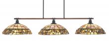 Toltec Company 1763-973 - Blacksmith 3 Light Bar, Painted Wood-Look Metal & Dark Granite Finish, 16" Cobblestone Art Glass