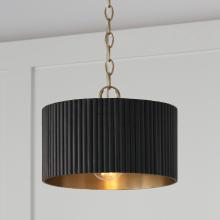 Capital 250711KR - 1-Light Semi-Flush Pendant in Matte Brass and Handcrafted Mango Wood in Black Stain