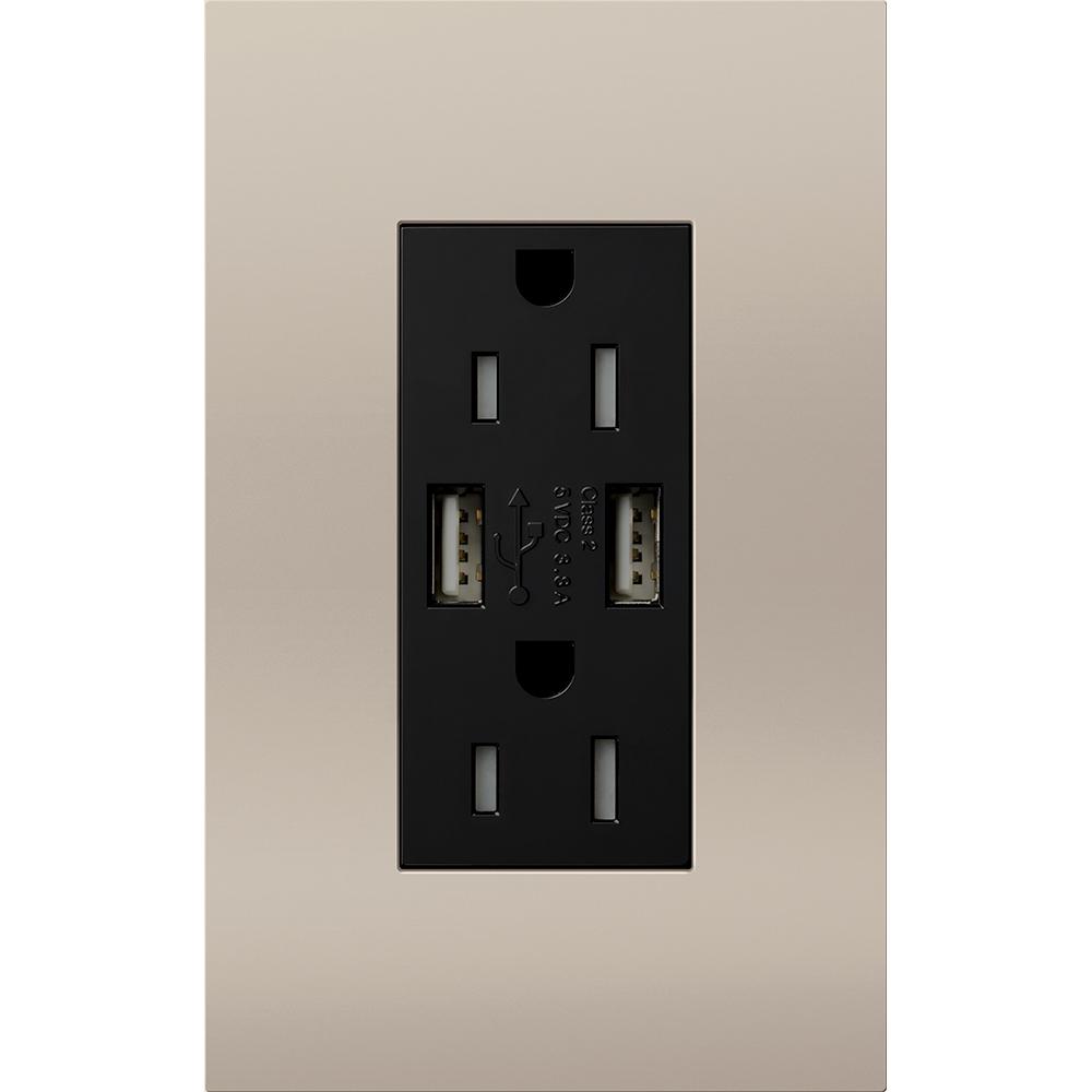 DUPLEX 15A TR DUAL USB RECEPTACLE BN FP