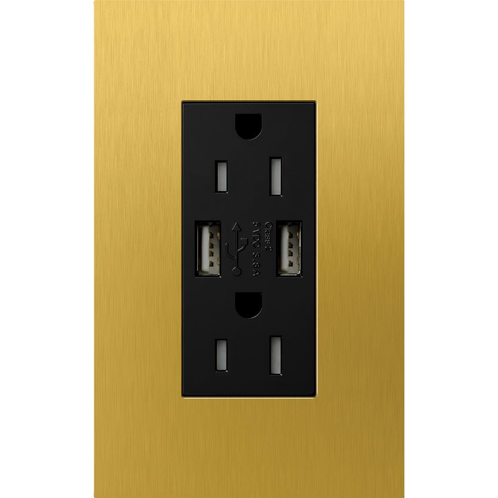 DUPLEX 15A TR DUAL USB RECEPTACLE SB FP