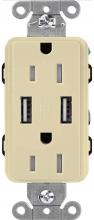 Lutron Electronics CAR-15-UBTR-IV - CA 15A USB TAMPER RESIST IVORY