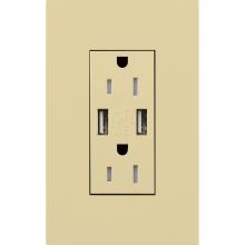 Lutron Electronics LTR-F15-UBTR-IV - DUPLEX 15A TR DUAL USB RECEPTACLE IV FP