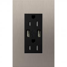 Lutron Electronics LTR-F15-UBTR-SN - DUPLEX 15A TR DUAL USB RECEPTACLE SN FP