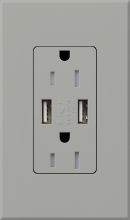 Lutron Electronics NTR-15-UBTR-GR - NT 15A USB TAMPER RESIST GRAY