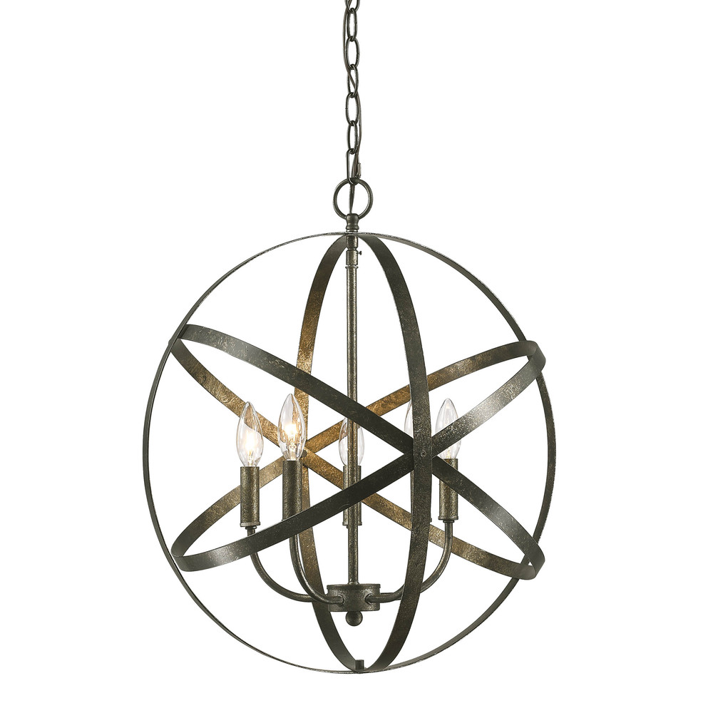 5-Light Pendant light Antique Silver