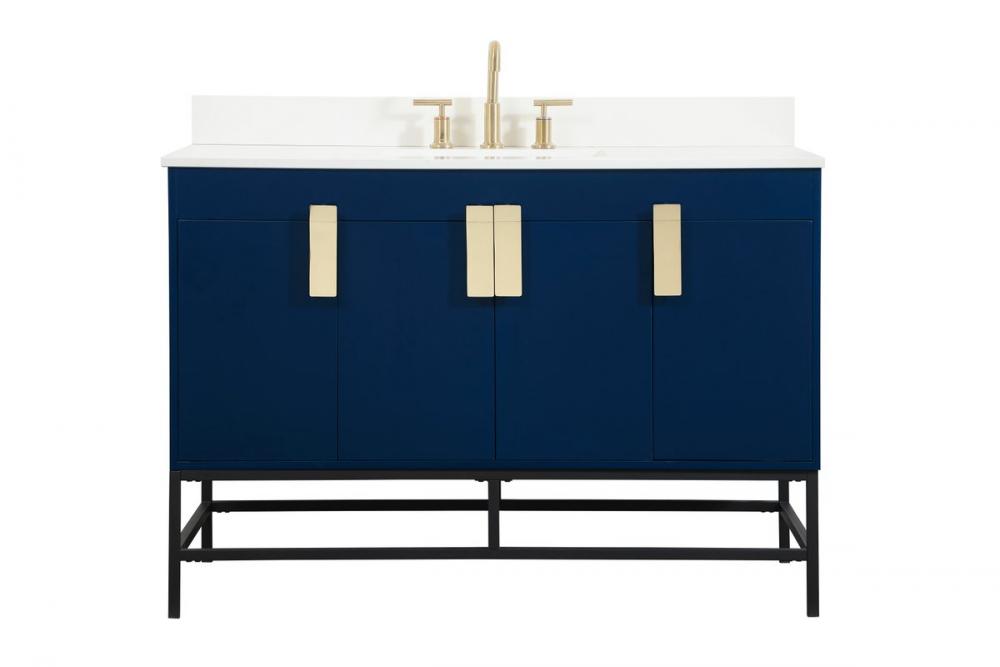 48 inch Single bathroom vanity in blue with backsplash