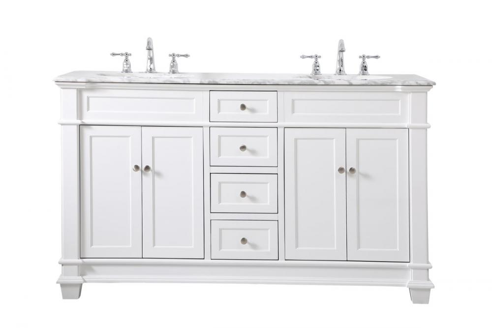 60 Inch Double Bathroom Vanity Set in White