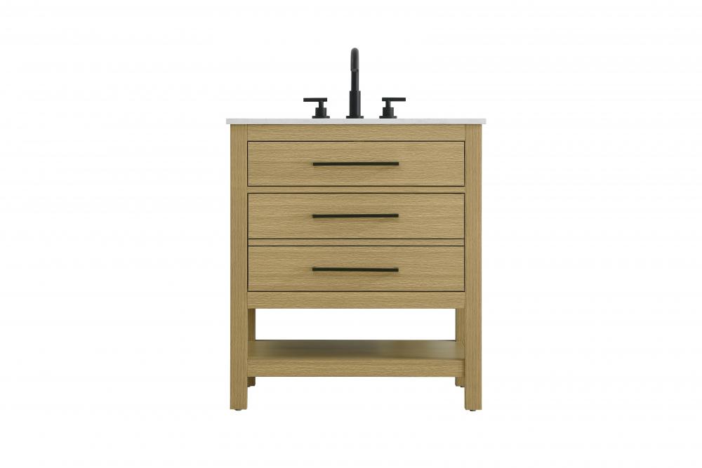 30 inch Single Bathroom Vanity in Honey Brown