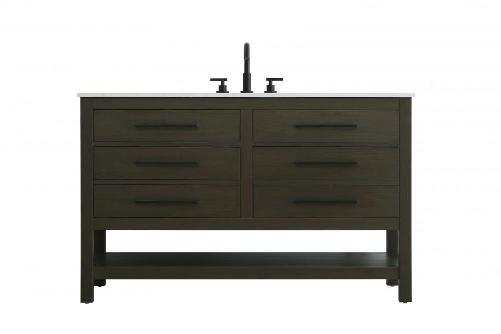 54 inch Single Bathroom Vanity in Mocha Brown