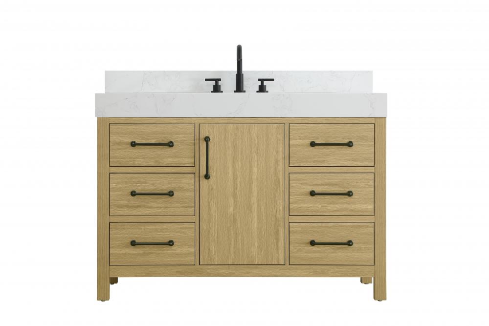 48 inch Single Bathroom Vanity In Honey Brown with backsplash