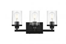 Elegant LD7316W18BLK - Saanvi 3 Light Black and Clear Bath Sconce