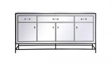 Elegant MF72072BK - James 72 In. Mirrored Credenza in Black