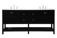 Elegant VF16472DBK - 72 Inch Double Bathroom Vanity in Black