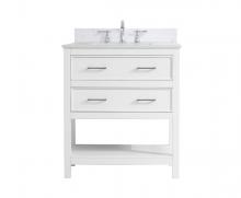 Elegant VF19030WH-BS - 30 Inch Single Bathroom Vanity in White with Backsplash