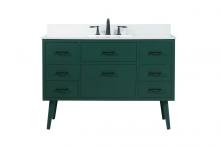 Elegant VF41048MGN-BS - 48 inch bathroom vanity in Green with backsplash