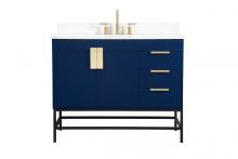 Elegant VF48842MBL-BS - 42 Inch Single Bathroom Vanity in Blue with Backsplash