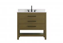 Elegant VF60536MCB-BS - 36  inch Single Bathroom Vanity in Chestnut Brown with backsplash