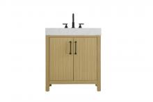 Elegant VF60630MHB - 30 inch Single Bathroom Vanity In Honey Brown