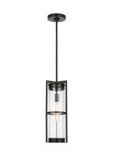 Generation-Designer 6226701EN7-71 - Alcona transitional 1-light LED outdoor exterior pendant lantern in antique bronze finish with clear