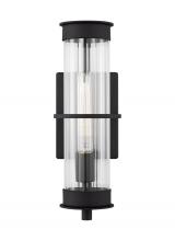 Generation-Designer 8626701EN7-12 - Alcona transitional 1-light LED outdoor exterior medium wall lantern in black finish with clear flut