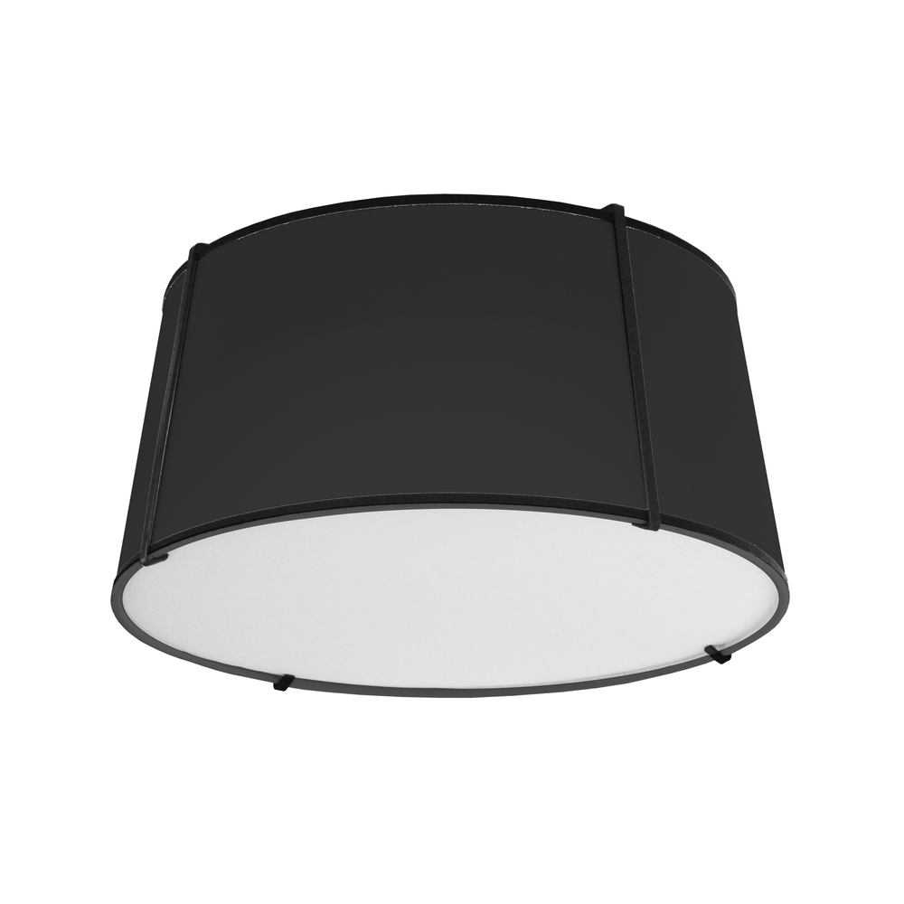 3 Light Trapezoid Flush Mount Black Shade w/ White Fabric Diffuser