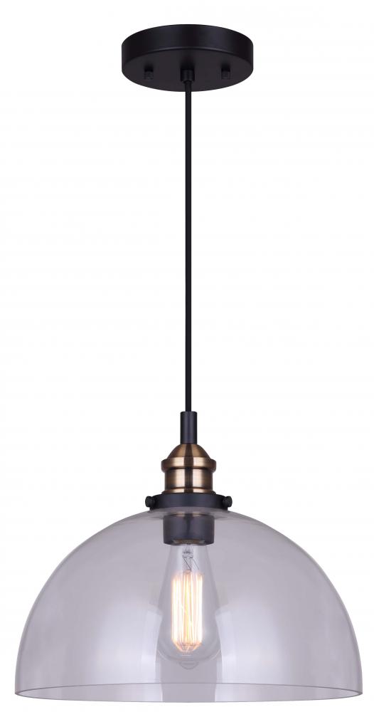 Thea 1 Light Pendant, Black Finish