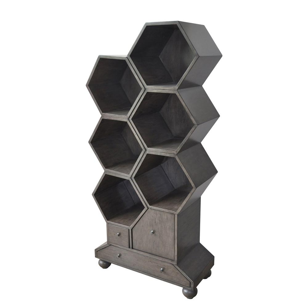 Crestview Collection Westgate 3 drawer Slate Grey Hexagon Bookshelf