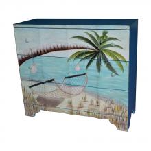 Crestview Collection CVFZR1621 - Crestview Collection Gulf Breeze 3 Drawer Painted Beach Scene Chest