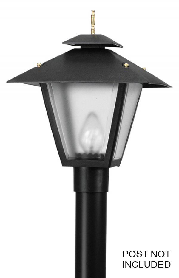 COLONIAL POST LANTERN BLACK W/CLEAR BEVELED LENS